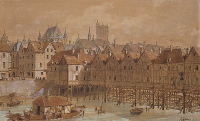 The Grand Chatelet and the Pont aux Meuniers by Theodor Josef Hubert Hoffbauer