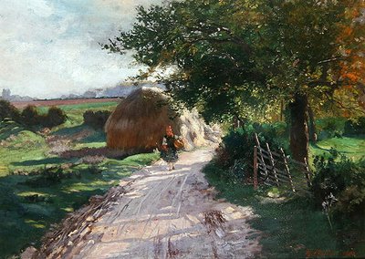 Rural Path with a Small Girl from Schwalm by Theodor Matthei
