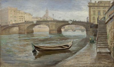 An Overcast Day in Florence near Ponte Santa Trinita by Theodor Philipsen