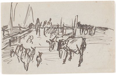 Sheep and Calves at the Shipping Place on Saltholm by Theodor Philipsen