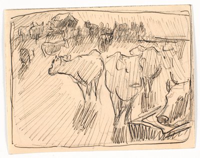 Cows at a Water Trough, the Motif Seen Against the Sun by Theodor Philipsen