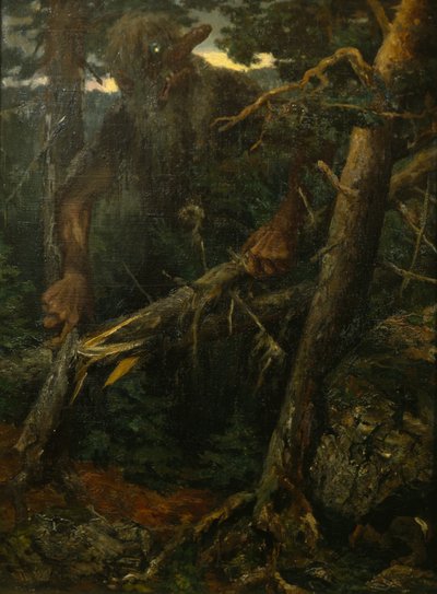 Old Troll Breaking Trees in the Forest by Theodor Kittelsen