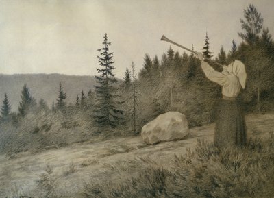 Up Under the Mountains Sounds a Wind Instrument by Theodor Severin Kittelsen