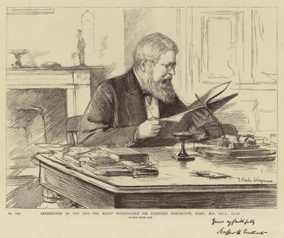 Celebrities of the Day, the Right Honourable Sir Stafford Northcote, Baronet, MP, DCL, GCB by Theodore Blake Wirgman