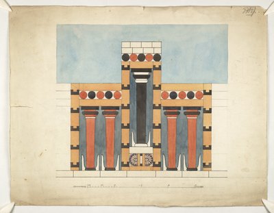 Re-imagining the Central Tri-partite Shrine in the Central Court of the Palace of Minos at Knossos (Evans Architectural Plans WW/15) by Theodore Fyfe