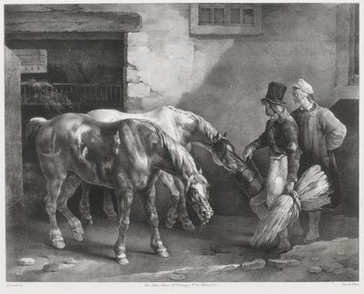 Two Post-Horses at a Stable Door by Theodore Gericault