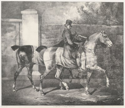 A Groom Exercising Two Horses by Theodore Gericault