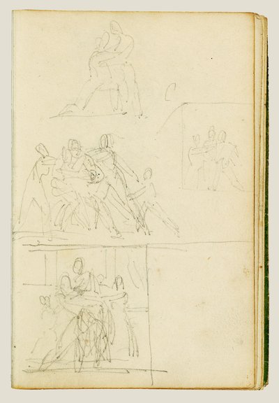 Four Compositional Studies for a Group of Figures by Theodore Gericault