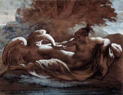 Leda and the Swan. Drawing by Theodore Gericault by Theodore Gericault