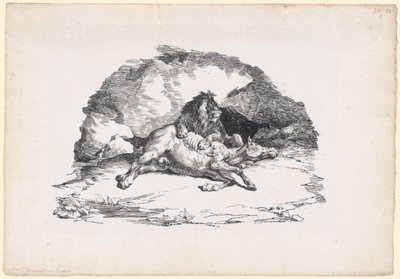 A Lion Devouring a Horse by Theodore Gericault