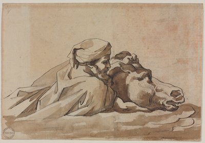 Man Clutching a Horse in Water, after Poussin