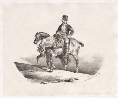 Postman or Two Harnessed Horses, 1823 by Theodore Gericault