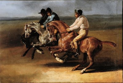 Start of the Horse Race with Horsemen by Theodore Gericault