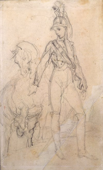 Study of a Dragoon and His Horse by Theodore Gericault