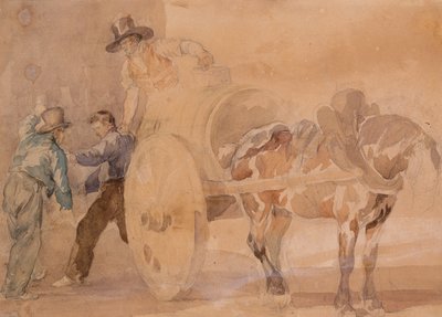 Three Men Unloading a Cart by Theodore Gericault