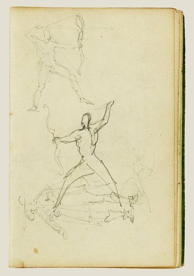 Three Studies of a Nude Man with Bow and Arrow, Standing Cavalier by Theodore Gericault