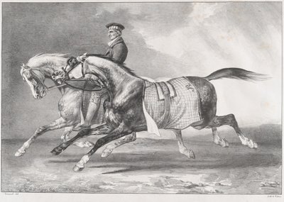 Two Dappled-Grey Horses Being Exercised by Theodore Gericault