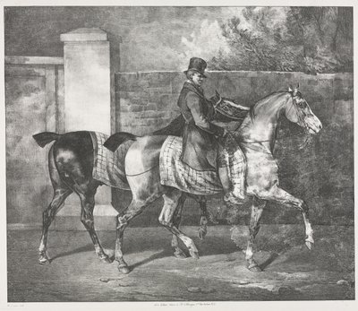 Two Horses Exercised by a Jockey by Theodore Gericault