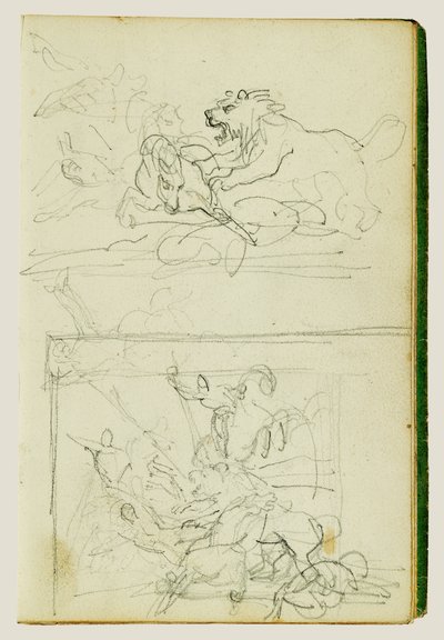 Two Compositional Studies of a Lion Hunt by Theodore Gericault