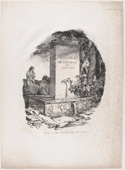 Watering Trough, Title Page of "Studies of Horses" by Theodore Gericault