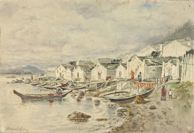 The Ranch Native Village, Sitka, 1884 by Theodore J. Richardson