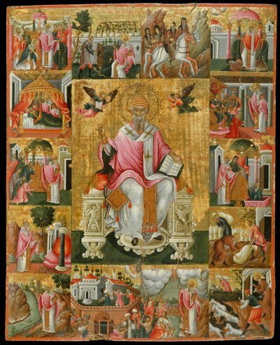 Saint Spyridon, Bishop of Trimythous with Scenes from His Life by Theodore Poulakis