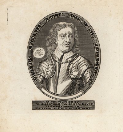 Oval portrait of Oliver Cromwell, Lord Protector by Theodore de Bry