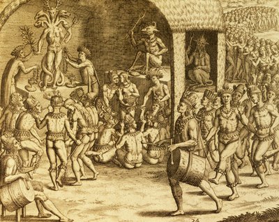 South American Indigenous Religious Rite, from Historia Americae by Theodore de Bry