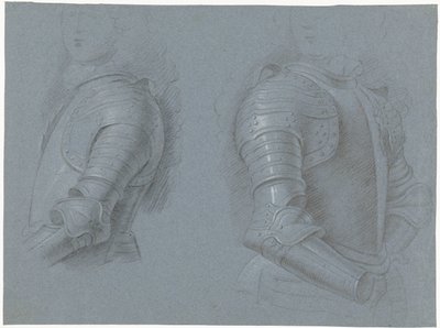 Study Sheet with the Left and Right Side of a Cuirass by Theodorus Netscher