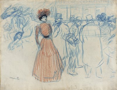 Woman at the Bus Stop by Théophile Alexandre Steinlen
