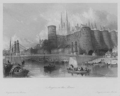 Angers, on the Maine by Thomas (after) Allom