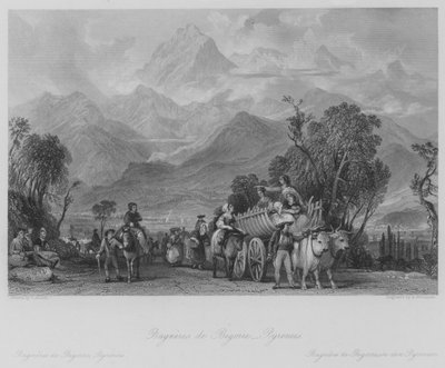 Bagneres de Poigorre, Pyrenees (engraving) by Thomas (after) Allom