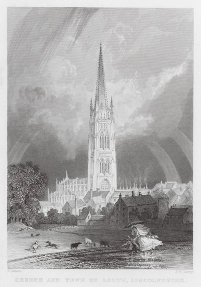 Church and Town of Louth, Lincolnshire by Thomas (after) Allom