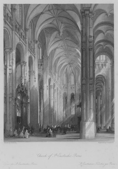 Church of St Eustache, Paris by Thomas (after) Allom