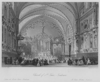 Church of St Taur, Toulouse (engraving) by Thomas (after) Allom