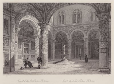 Court of the Old Palace, Florence by Thomas (after) Allom