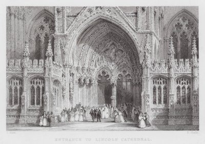 Entrance to Lincoln Cathedral by Thomas (after) Allom