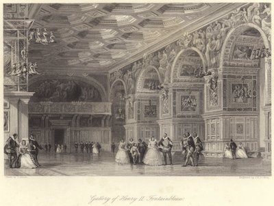Gallery of Henry II Fontainebleau by Thomas (after) Allom