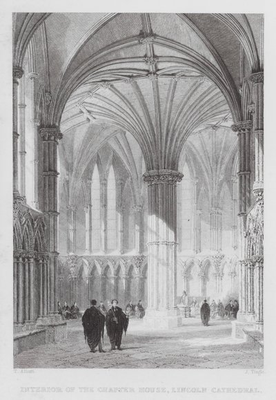 Interior of the Chapter House, Lincoln Cathedral by Thomas (after) Allom