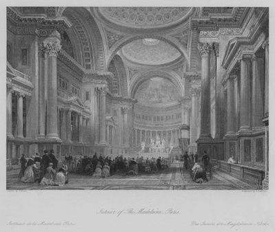 Interior of the Madeleine, Paris by Thomas (after) Allom
