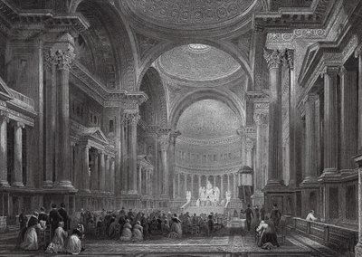 Interior of the Madeleine, Paris by Thomas (after) Allom