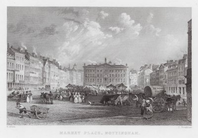 Market Place, Nottingham by Thomas (after) Allom