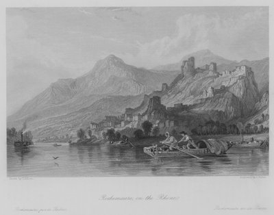 Rochemaure, on the Rhone by Thomas (after) Allom