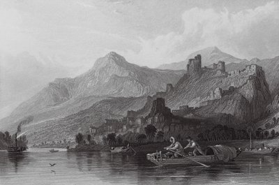 Rochemaure, on the Rhone (engraving) by Thomas (after) Allom