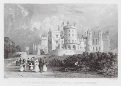 South Front of Belvoir Castle, Leicestershire (engraving) by Thomas (after) Allom