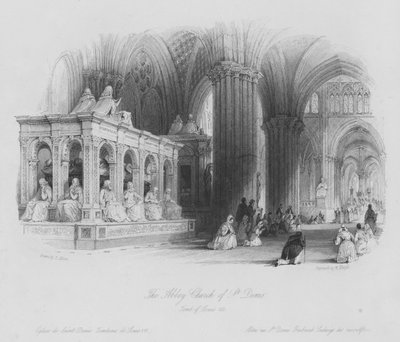 The Abbey Church of St Denis, Tomb of Louis XII (engraving) by Thomas (after) Allom