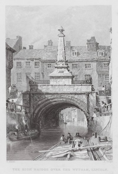 The High Bridge over the Wytham, Lincoln by Thomas (after) Allom