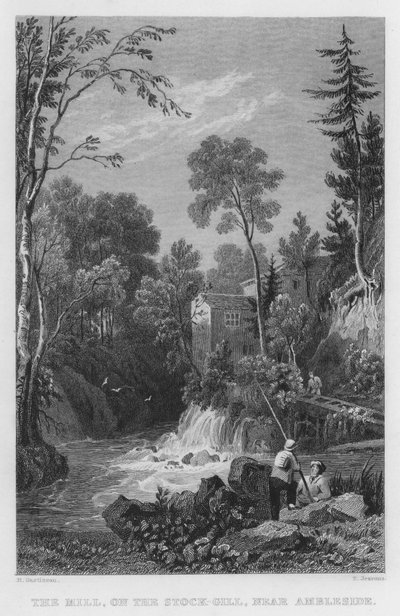 The Mill, on the Stock-Gill, near Ambleside by Thomas (after) Allom