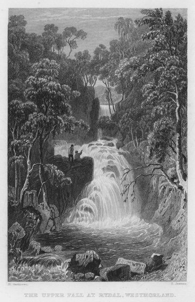 The Upper Fall at Rydal, Westmorland by Thomas (after) Allom