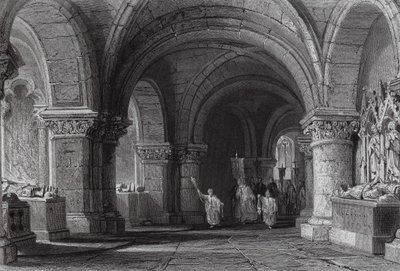 Tombs of the Kings in the Crypt of St Denis by Thomas (after) Allom